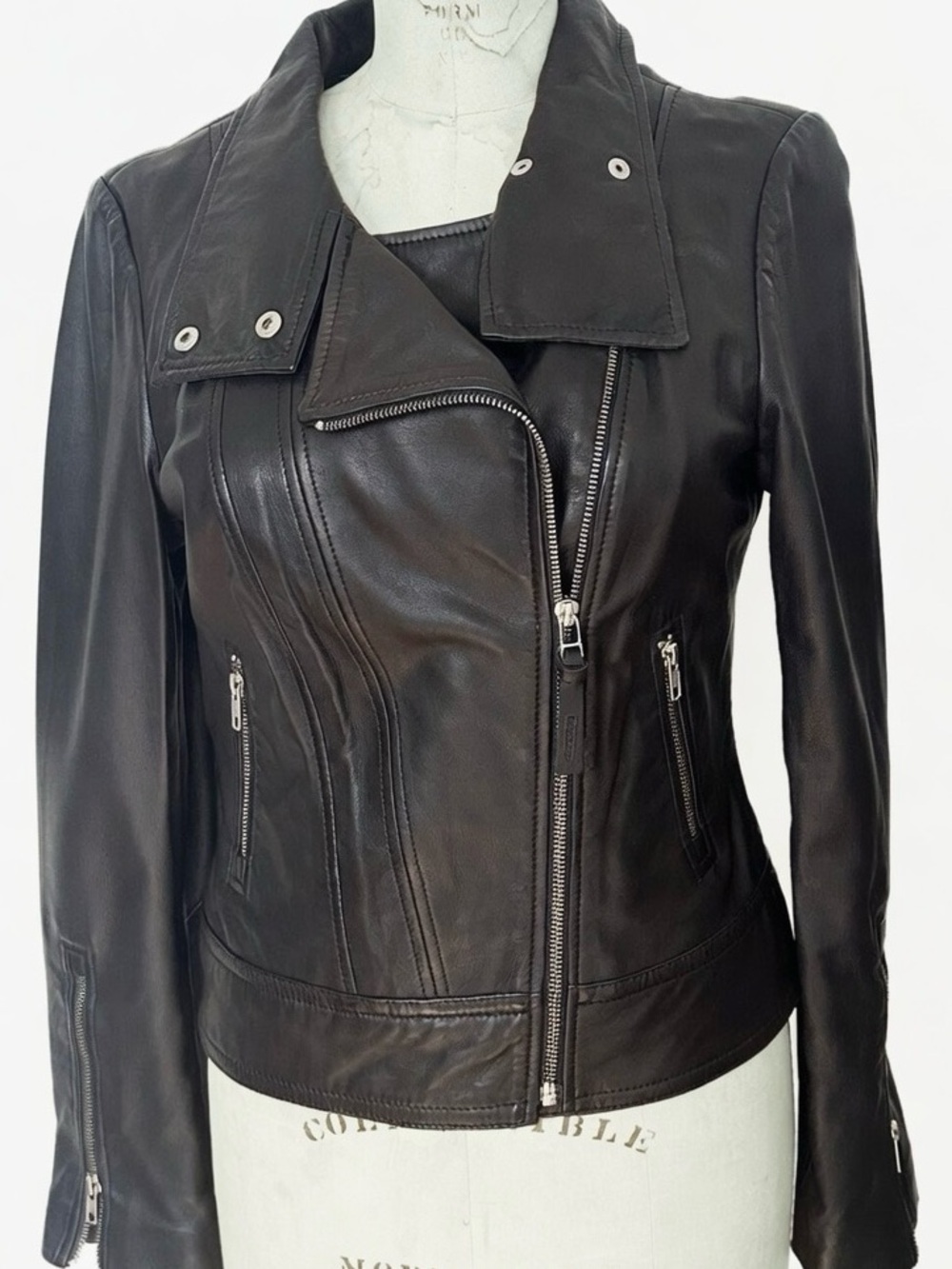 XHILARATION Classic Black Buttery Soft Leather Moto Jacket.